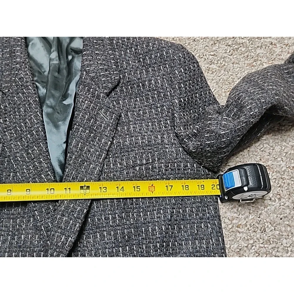 Vintage 80s 90s Gap Wool Tweed Single Button Blazer Gray Brown Blue Textured 40R